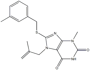 3-methyl-8-[(3-methylbenzyl)sulfanyl]-7-(2-methyl-2-propenyl)-3,7-dihydro-1H-purine-2,6-dione Struktur