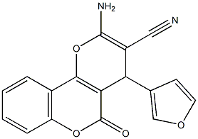 2-amino-4-(3-furyl)-5-oxo-4H,5H-pyrano[3,2-c]chromene-3-carbonitrile Struktur