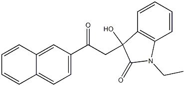 1-ethyl-3-hydroxy-3-[2-(2-naphthyl)-2-oxoethyl]-1,3-dihydro-2H-indol-2-one Struktur