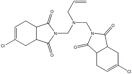 2-({allyl[(5-chloro-1,3-dioxo-1,3,3a,4,7,7a-hexahydro-2H-isoindol-2-yl)methyl]amino}methyl)-5-chloro-3a,4,7,7a-tetrahydro-1H-isoindole-1,3(2H)-dione Struktur