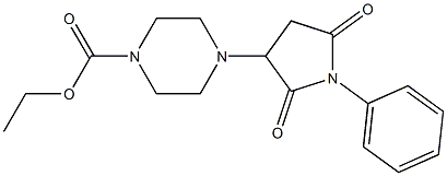 ethyl 4-(2,5-dioxo-1-phenyl-3-pyrrolidinyl)-1-piperazinecarboxylate Struktur