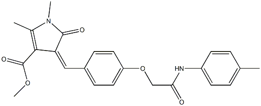 methyl 1,2-dimethyl-5-oxo-4-{4-[2-oxo-2-(4-toluidino)ethoxy]benzylidene}-4,5-dihydro-1H-pyrrole-3-carboxylate Struktur