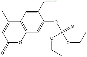 O,O-diethyl O-(6-ethyl-4-methyl-2-oxo-2H-chromen-7-yl) thiophosphate Struktur