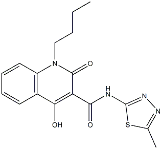 1-butyl-4-hydroxy-N-(5-methyl-1,3,4-thiadiazol-2-yl)-2-oxo-1,2-dihydroquinoline-3-carboxamide Struktur