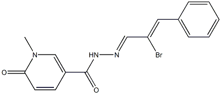 N'-(2-bromo-3-phenyl-2-propenylidene)-1-methyl-6-oxo-1,6-dihydro-3-pyridinecarbohydrazide Struktur