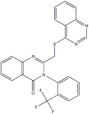 2-[(quinazolin-4-ylsulfanyl)methyl]-3-[2-(trifluoromethyl)phenyl]quinazolin-4(3H)-one Struktur