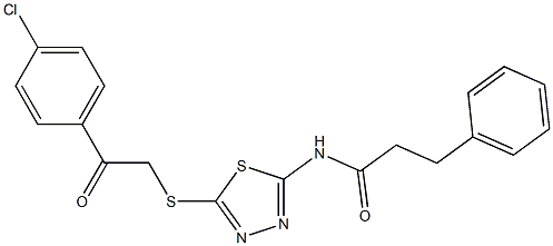 N-(5-{[2-(4-chlorophenyl)-2-oxoethyl]sulfanyl}-1,3,4-thiadiazol-2-yl)-3-phenylpropanamide Struktur