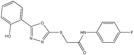 N-(4-fluorophenyl)-2-{[5-(2-hydroxyphenyl)-1,3,4-oxadiazol-2-yl]sulfanyl}acetamide Struktur