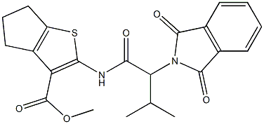 methyl 2-{[2-(1,3-dioxo-1,3-dihydro-2H-isoindol-2-yl)-3-methylbutanoyl]amino}-5,6-dihydro-4H-cyclopenta[b]thiophene-3-carboxylate Struktur