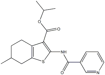 isopropyl 6-methyl-2-[(3-pyridinylcarbonyl)amino]-4,5,6,7-tetrahydro-1-benzothiophene-3-carboxylate Struktur