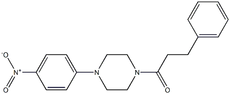 1-{4-nitrophenyl}-4-(3-phenylpropanoyl)piperazine Struktur