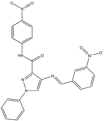 4-({3-nitrobenzylidene}amino)-N-{4-nitrophenyl}-1-phenyl-1H-pyrazole-3-carboxamide Struktur