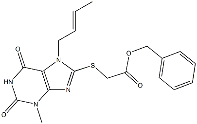 benzyl {[7-(2-butenyl)-3-methyl-2,6-dioxo-2,3,6,7-tetrahydro-1H-purin-8-yl]sulfanyl}acetate Struktur