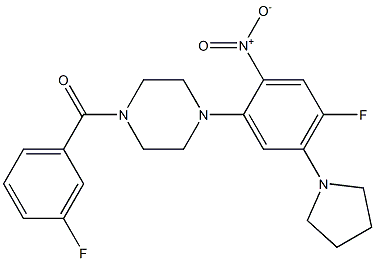 1-(3-fluorobenzoyl)-4-[4-fluoro-2-nitro-5-(1-pyrrolidinyl)phenyl]piperazine Struktur