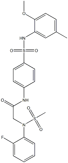 2-[2-fluoro(methylsulfonyl)anilino]-N-{4-[(2-methoxy-5-methylanilino)sulfonyl]phenyl}acetamide Struktur