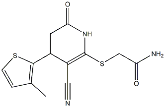 2-{[3-cyano-4-(3-methyl-2-thienyl)-6-oxo-1,4,5,6-tetrahydro-2-pyridinyl]sulfanyl}acetamide Struktur