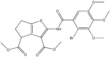 dimethyl 2-[(2-bromo-3,4,5-trimethoxybenzoyl)amino]-5,6-dihydro-4H-cyclopenta[b]thiophene-3,4-dicarboxylate Struktur