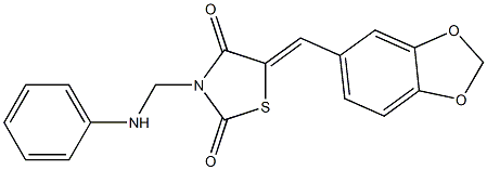 3-(anilinomethyl)-5-(1,3-benzodioxol-5-ylmethylene)-1,3-thiazolidine-2,4-dione Struktur