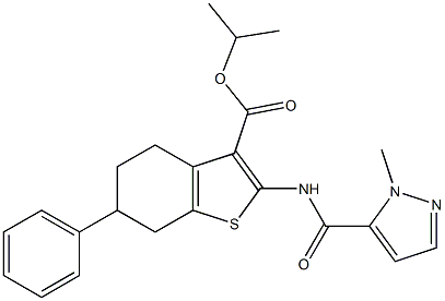 isopropyl 2-{[(1-methyl-1H-pyrazol-5-yl)carbonyl]amino}-6-phenyl-4,5,6,7-tetrahydro-1-benzothiophene-3-carboxylate Struktur