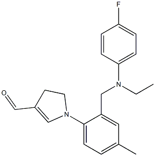 1-{2-[(ethyl-4-fluoroanilino)methyl]-4-methylphenyl}-4,5-dihydro-1H-pyrrole-3-carbaldehyde Struktur