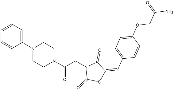 2-[4-({2,4-dioxo-3-[2-oxo-2-(4-phenylpiperazin-1-yl)ethyl]-1,3-thiazolidin-5-ylidene}methyl)phenoxy]acetamide Struktur