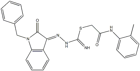 2-oxo-2-(2-toluidino)ethyl 2-(1-benzyl-2-oxo-1,2-dihydro-3H-indol-3-ylidene)hydrazinecarbimidothioate Struktur