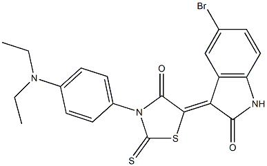 5-bromo-3-{3-[4-(diethylamino)phenyl]-4-oxo-2-thioxo-1,3-thiazolidin-5-ylidene}-1,3-dihydro-2H-indol-2-one Struktur