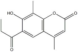 7-hydroxy-4,8-dimethyl-6-propionyl-2H-chromen-2-one Struktur