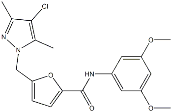 5-[(4-chloro-3,5-dimethyl-1H-pyrazol-1-yl)methyl]-N-(3,5-dimethoxyphenyl)-2-furamide Struktur