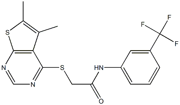 2-[(5,6-dimethylthieno[2,3-d]pyrimidin-4-yl)sulfanyl]-N-[3-(trifluoromethyl)phenyl]acetamide Struktur