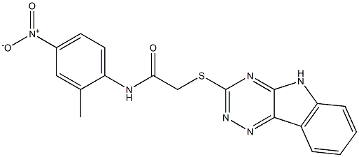 N-{4-nitro-2-methylphenyl}-2-(5H-[1,2,4]triazino[5,6-b]indol-3-ylsulfanyl)acetamide Struktur