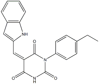 1-(4-ethylphenyl)-5-(1H-indol-2-ylmethylene)-2,4,6(1H,3H,5H)-pyrimidinetrione Struktur