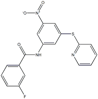 3-fluoro-N-[3-nitro-5-(pyridin-2-ylsulfanyl)phenyl]benzamide Struktur