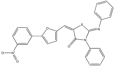 5-[(5-{3-nitrophenyl}-2-furyl)methylene]-3-phenyl-2-(phenylimino)-1,3-thiazolidin-4-one Struktur