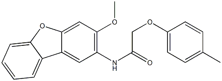 N-(3-methoxydibenzo[b,d]furan-2-yl)-2-(4-methylphenoxy)acetamide Struktur