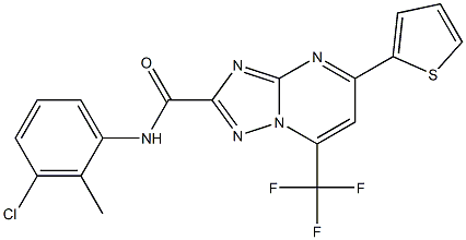 N-(3-chloro-2-methylphenyl)-5-(2-thienyl)-7-(trifluoromethyl)[1,2,4]triazolo[1,5-a]pyrimidine-2-carboxamide Struktur