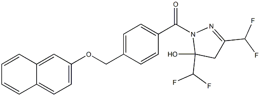 3,5-bis(difluoromethyl)-1-{4-[(2-naphthyloxy)methyl]benzoyl}-4,5-dihydro-1H-pyrazol-5-ol Struktur