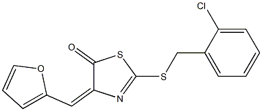 2-[(2-chlorobenzyl)sulfanyl]-4-(2-furylmethylene)-1,3-thiazol-5(4H)-one Struktur