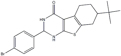 2-(4-bromophenyl)-7-tert-butyl-2,3,5,6,7,8-hexahydro[1]benzothieno[2,3-d]pyrimidin-4(1H)-one Struktur