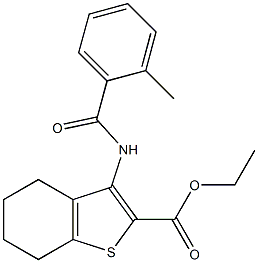 ethyl 3-[(2-methylbenzoyl)amino]-4,5,6,7-tetrahydro-1-benzothiophene-2-carboxylate Struktur