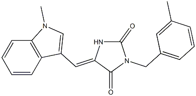 3-(3-methylbenzyl)-5-[(1-methyl-1H-indol-3-yl)methylene]-2,4-imidazolidinedione Struktur