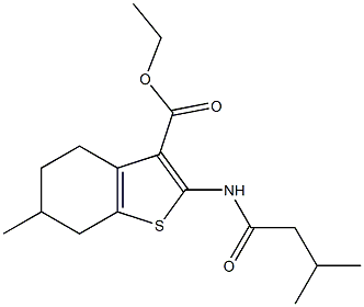 ethyl 6-methyl-2-[(3-methylbutanoyl)amino]-4,5,6,7-tetrahydro-1-benzothiophene-3-carboxylate Struktur