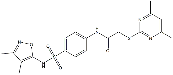 N-(4-{[(3,4-dimethyl-5-isoxazolyl)amino]sulfonyl}phenyl)-2-[(4,6-dimethyl-2-pyrimidinyl)thio]acetamide Struktur