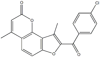 8-(4-chlorobenzoyl)-4,9-dimethyl-2H-furo[2,3-h]chromen-2-one Struktur