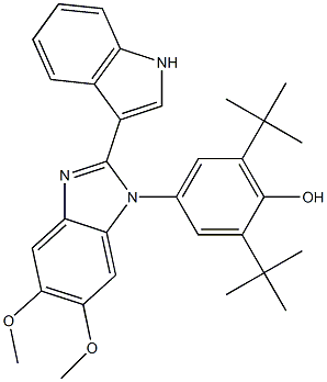 2,6-ditert-butyl-4-[2-(1H-indol-3-yl)-5,6-dimethoxy-1H-benzimidazol-1-yl]phenol Struktur