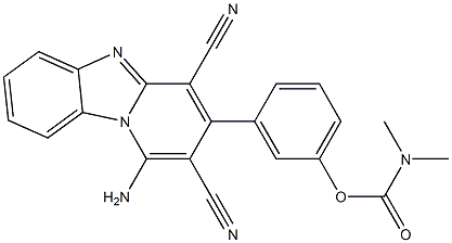 3-(1-amino-2,4-dicyanopyrido[1,2-a]benzimidazol-3-yl)phenyl dimethylcarbamate Struktur