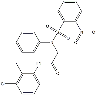 N-(3-chloro-2-methylphenyl)-2-[({2-nitrophenyl}sulfonyl)anilino]acetamide Struktur