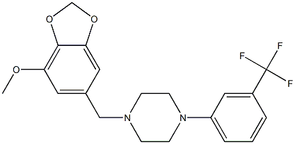 methyl 6-({4-[3-(trifluoromethyl)phenyl]-1-piperazinyl}methyl)-1,3-benzodioxol-4-yl ether Struktur