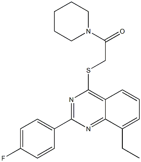 8-ethyl-2-(4-fluorophenyl)-4-quinazolinyl 2-oxo-2-(1-piperidinyl)ethyl sulfide Struktur