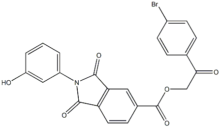 2-(4-bromophenyl)-2-oxoethyl 2-(3-hydroxyphenyl)-1,3-dioxoisoindoline-5-carboxylate Struktur